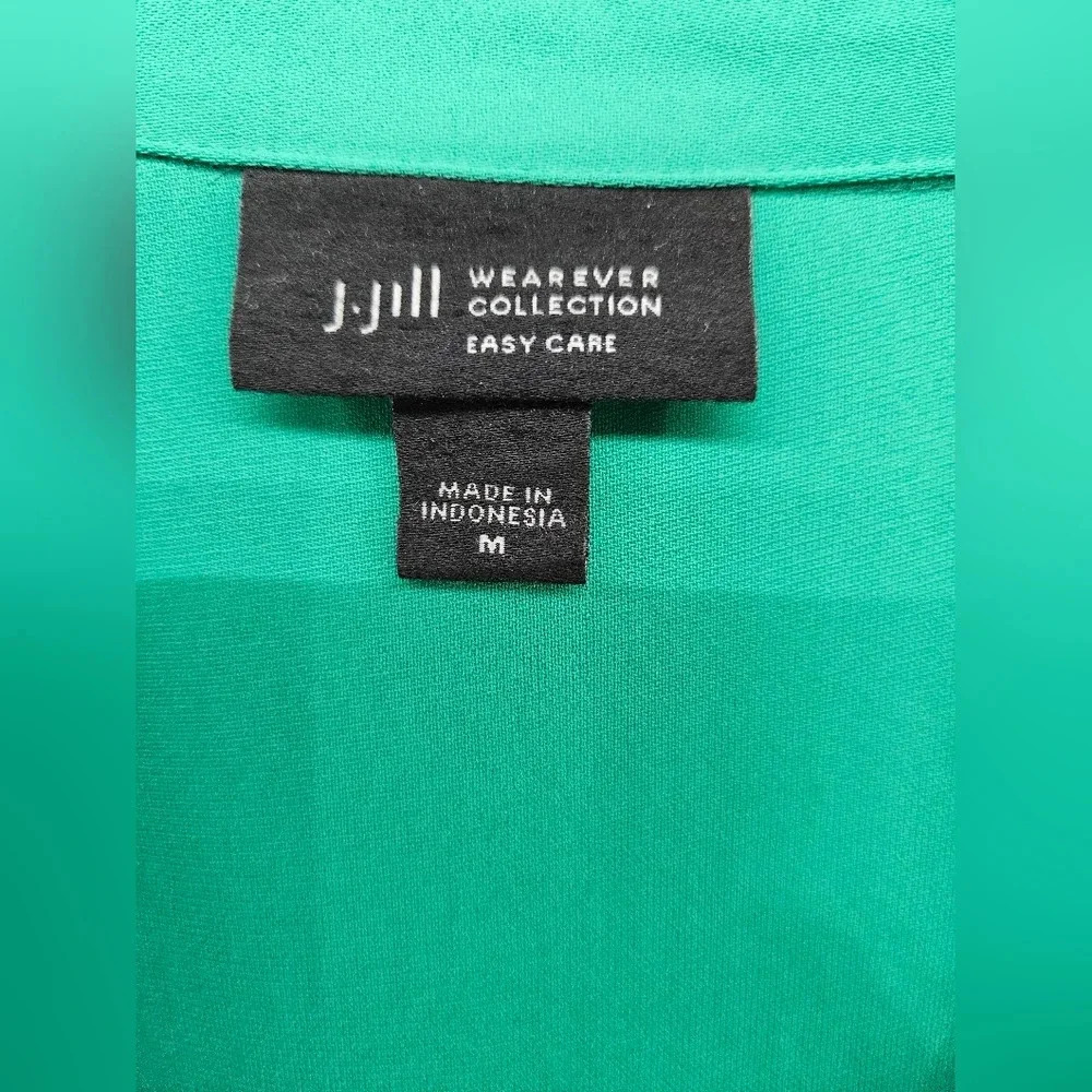 J. Jill Teal Green Short Sleeve Blouse - Picture 3 of 6